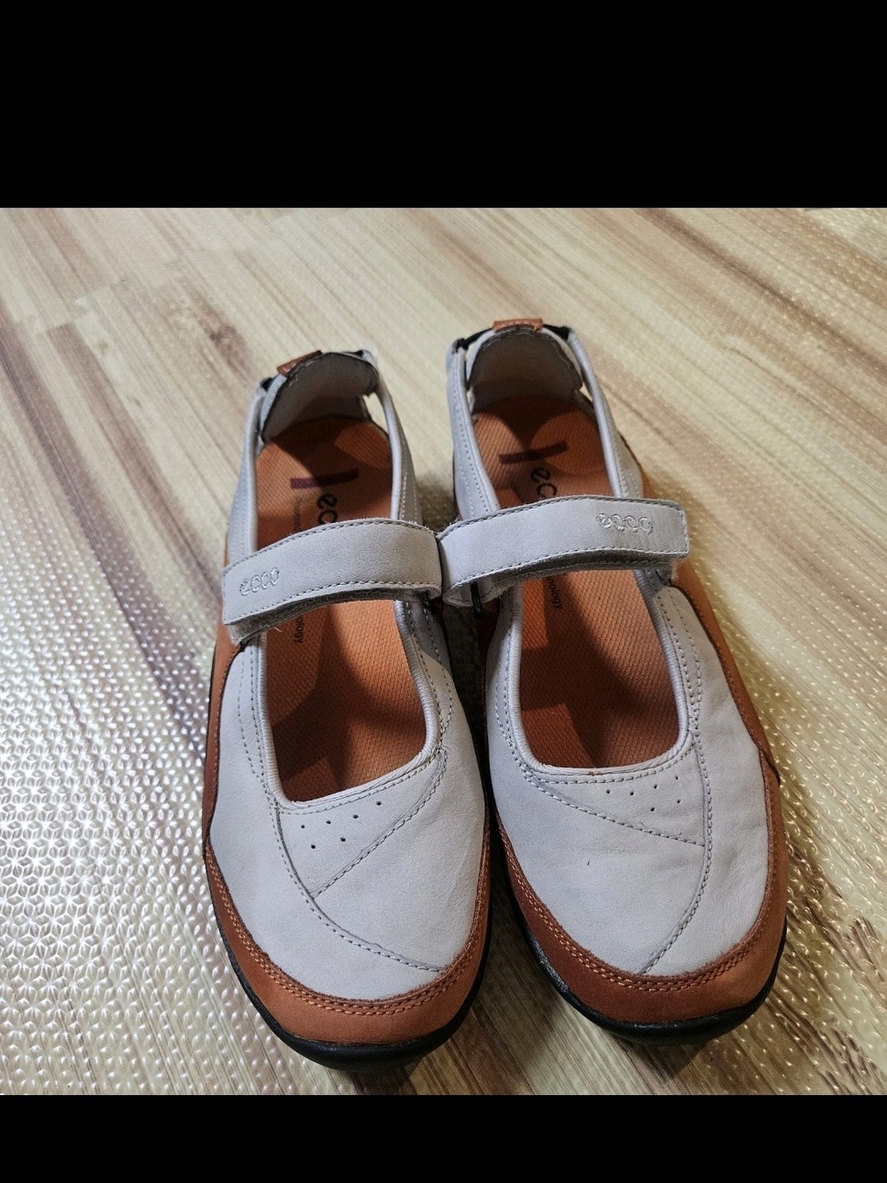 ECCO Receptor Women's Mary Jane Shoes Size 38 US 7-7.5 Beige Orange Leather